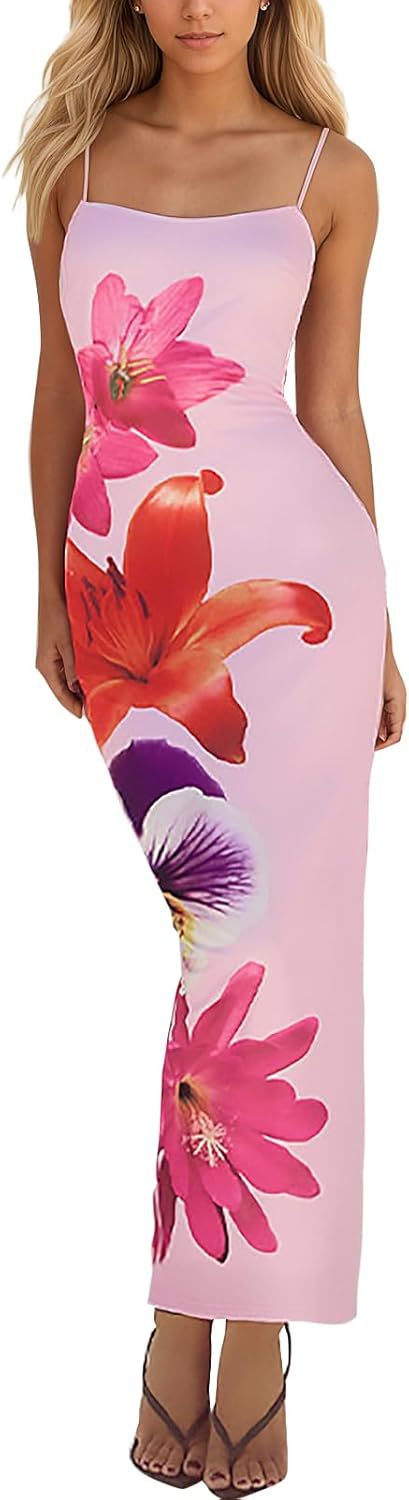 Elegant Floral Print Sling Dress
