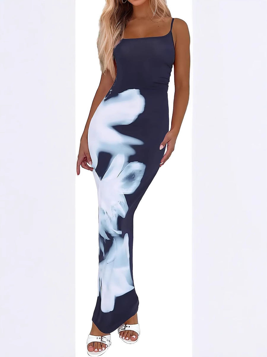 Elegant Floral Print Sling Dress