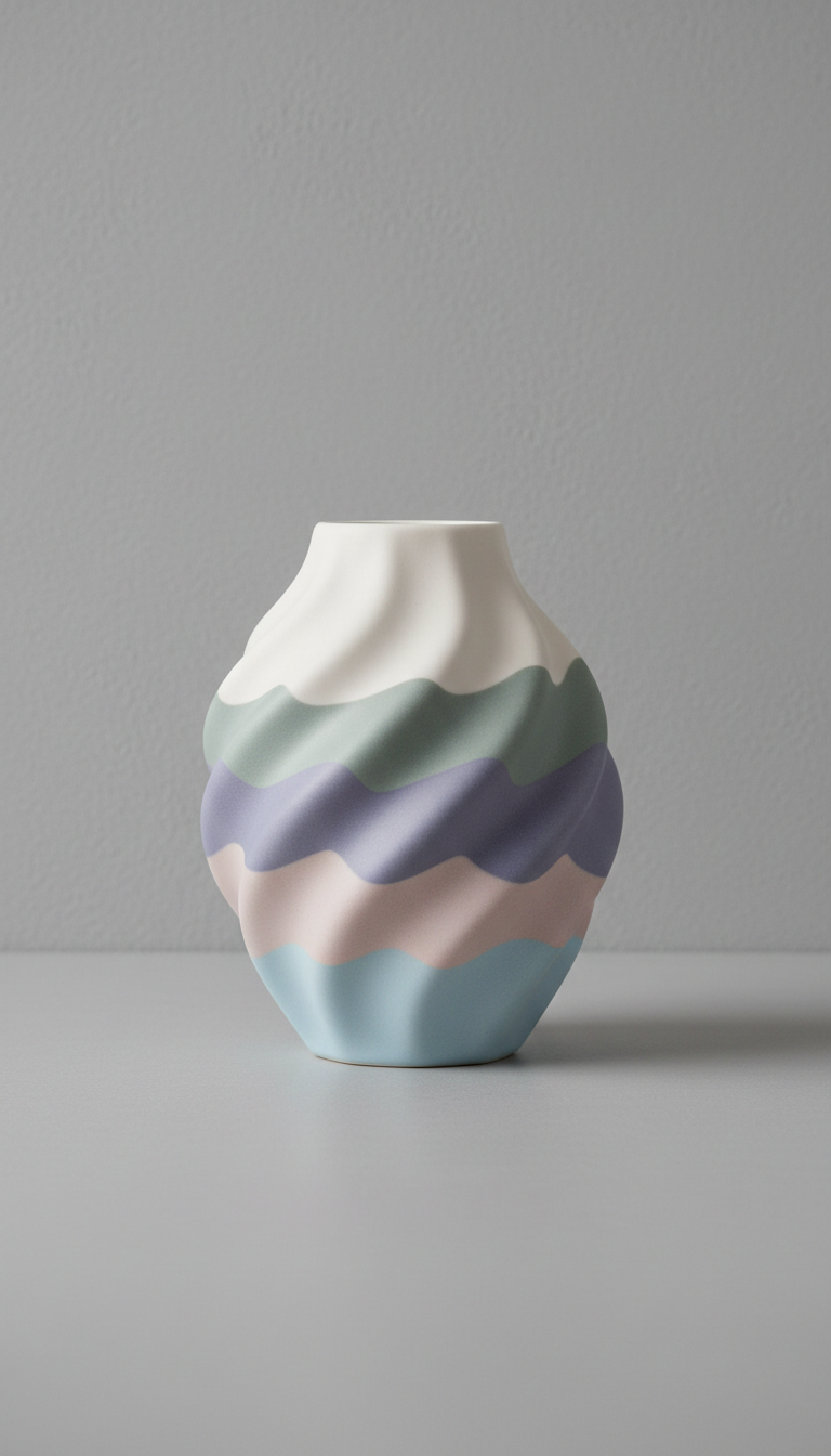 Ceramic Ripple Vase in Soft White