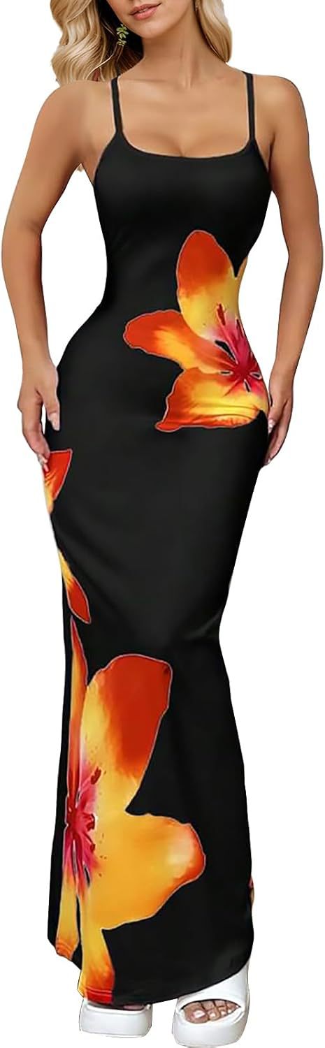 Elegant Floral Print Sling Dress